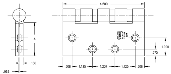Bommer LB8006-450N Non-Removable Pin Stainless Hinge Dimensions
