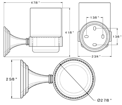 Deltana 98C2013 Glass Toothbrush Holder Specifications