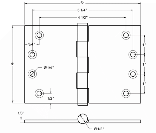 Deltana DSPA4060 Hinge Specifications