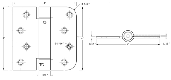 Deltana DSH4SR5 Hinge Specifications