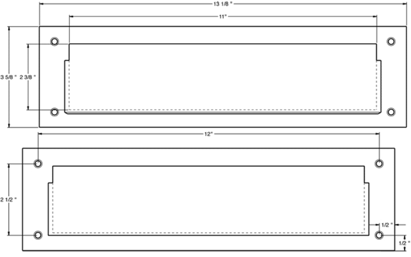Deltana MS212 Mail Door Slot Dimensions