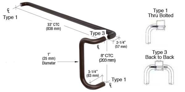 Don-Jo 1156147 8 x 33 Door Pulls size