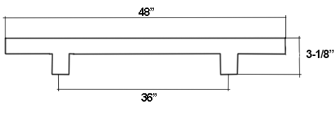 48 Inch Matte Black Square Ladder Pull, DWD-SQPULL48-622