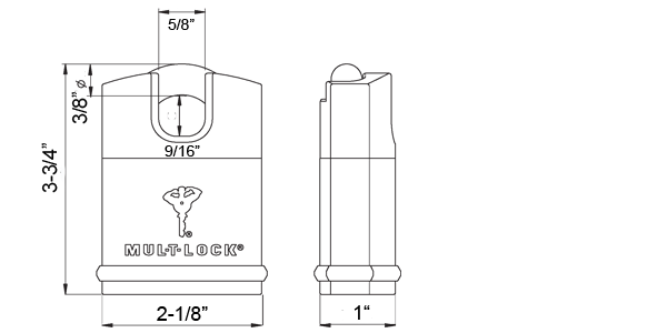 MUL-T-LOCK NE10HE1 padlock size