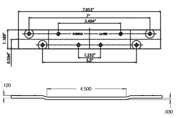 Global TH1100-RP124D-2ZCP 4.5 Inch Hinge Reinforcement plate size