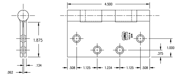 Bommer LB8002-450N Non-Removable Pin Stainless Hinge Dimensions