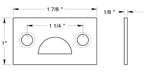 Deltana 178MST  Mortise Strike Plate Size