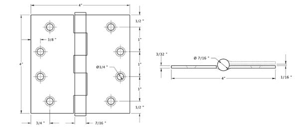 Deltana SS44U32D-R Hinge Specifications