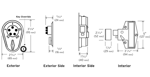 KABA Simplex 910 dimensions